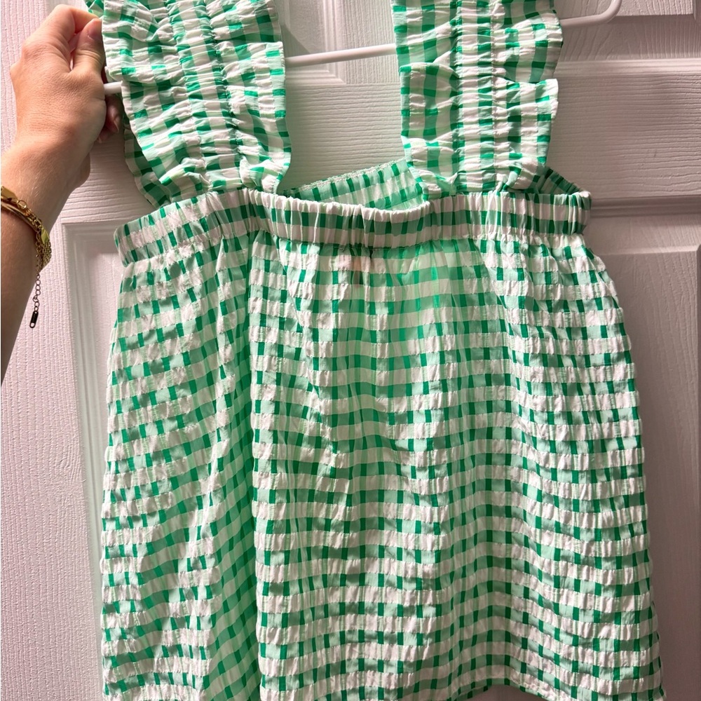 Green and White Checkered Sleeveless Top - Picture 2 of 2